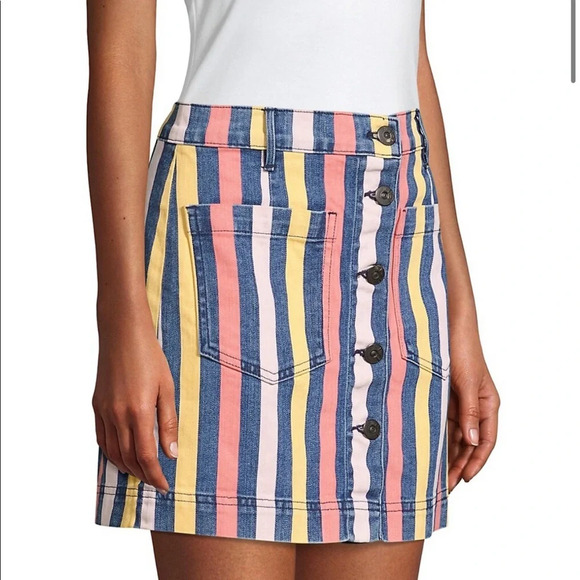 3 X 1 Rose Striped Mini Denim Skirt Size 24/XS - Picture 8 of 11